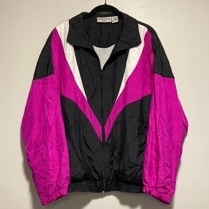 AKITA Wear Vintage Windbreaker Track Jacket - Black, Pink, and White